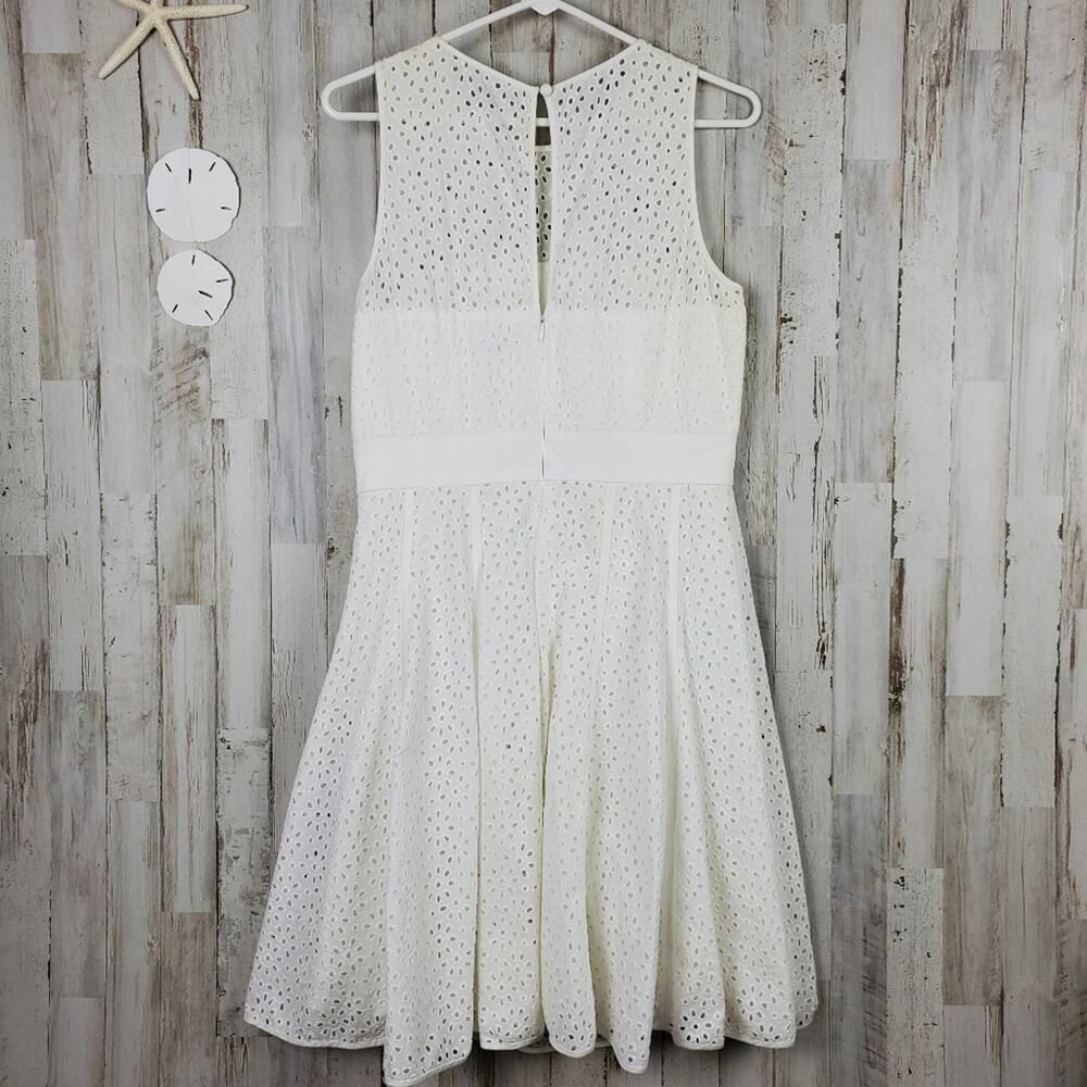 Eliza J Eyelet Fit & Flare Dress White Size 8 - Picture 2 of 11